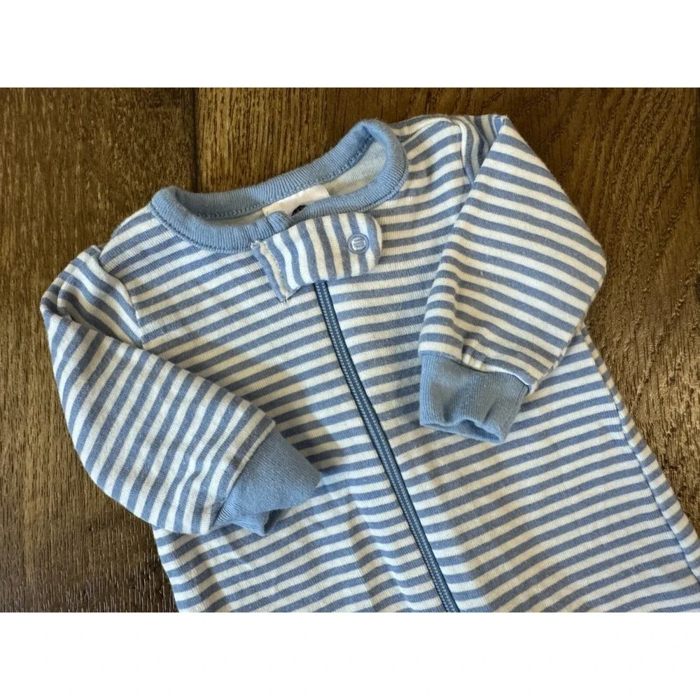 Gerber Preemie Baby Boy Sleeper Zipper Outfit Romper Pajamas Clothes Blue Stripe